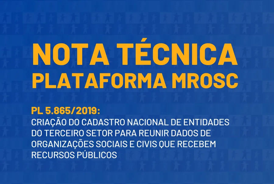 Nota técnica da Plataforma MROSC sobre o PL 5.865/2019