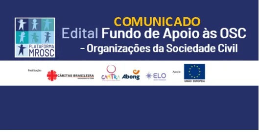 Comunicado Referente ao Edital 01/2020, da Plataforma MROSC