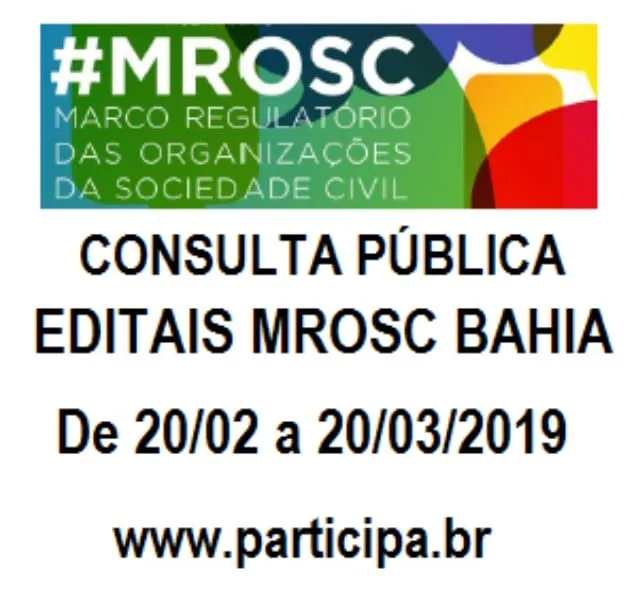 Consulta Pública Editais MROSC Bahia