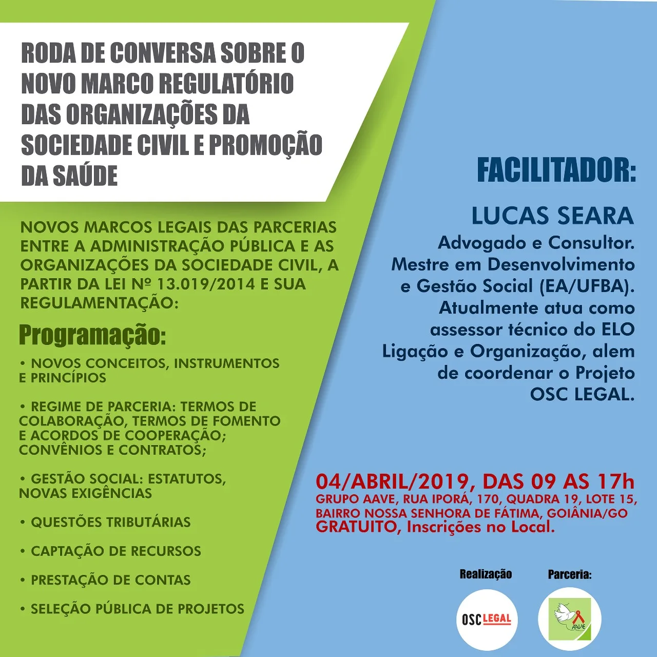 Roda de Conversa sobre o Novo Marco Regulatório das Organizações da Sociedade Civil e Promoção da Saúde
